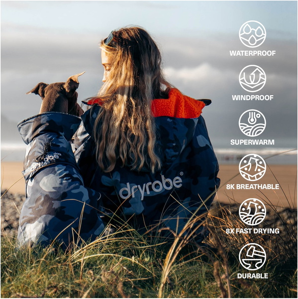 2025 Dryrobe Advance Langærmet Skiftetøj Robe V3 DALSV3 - Blue Camo /... Orange